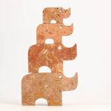 Set of 4 rhino sculptures in travertine by Fratelli Mannelli, 1970s
