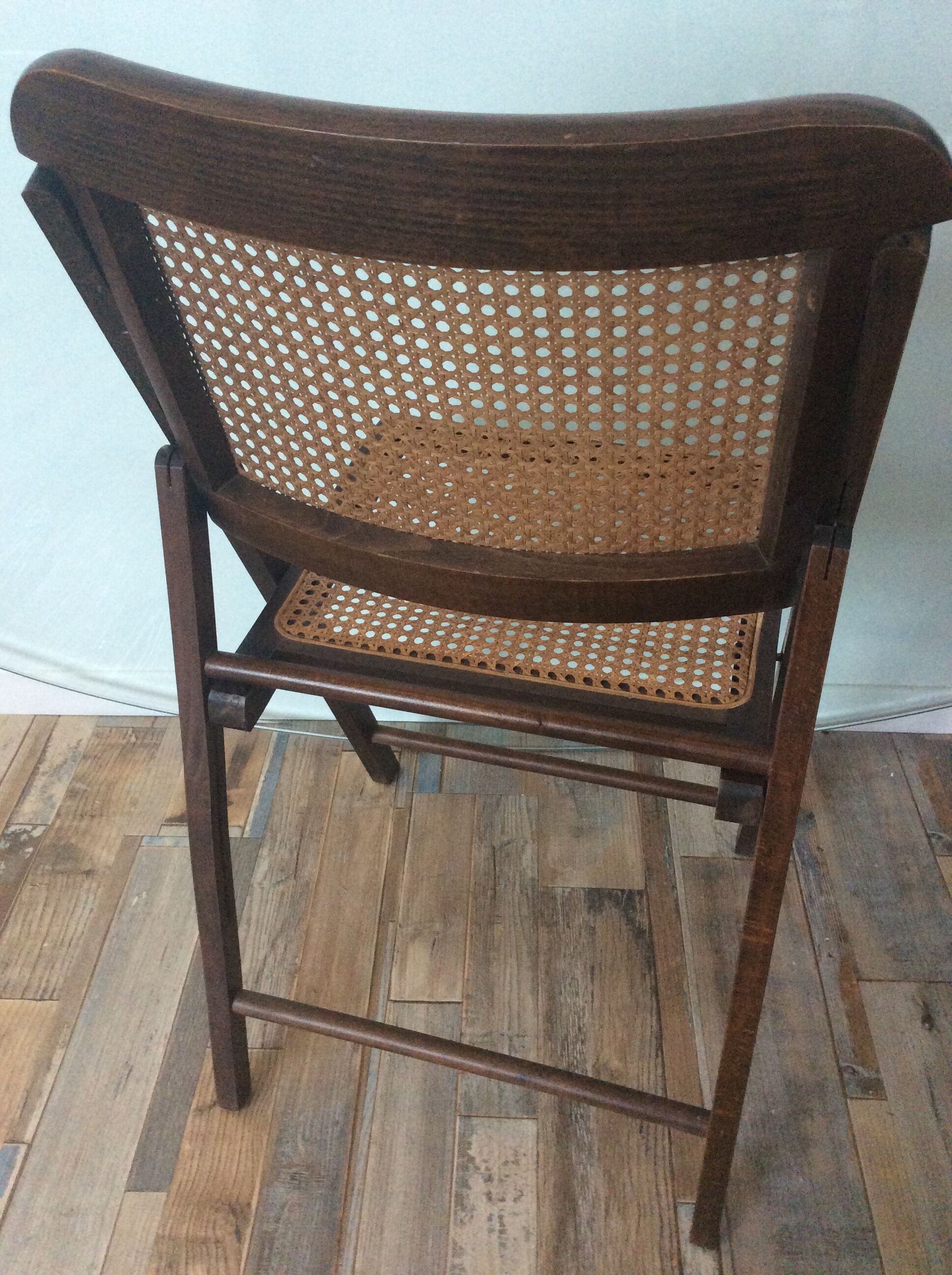 Folding chair caned from the 70s