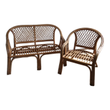 Rattan and wicker sofa and armchair
