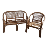 Canapé et fauteuil en rotin et osier