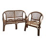 Rattan and wicker sofa and armchair