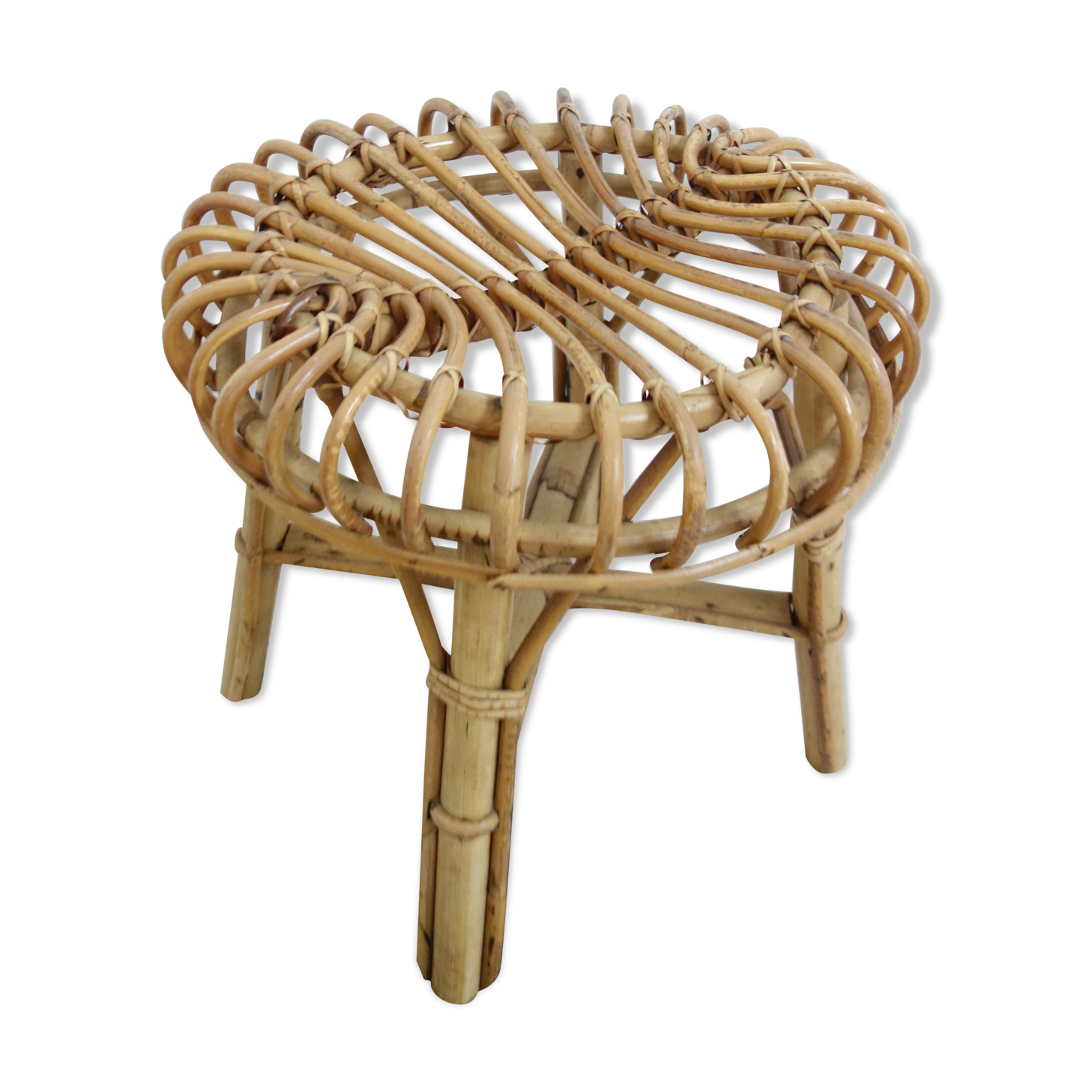 Wicker round footstool
