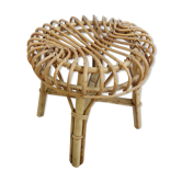 Tabouret rond en osier 1970