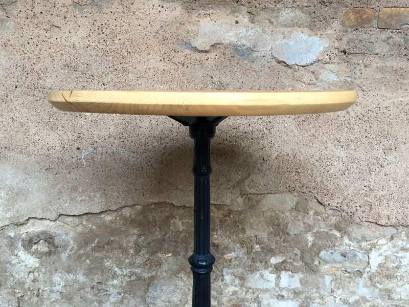 Round Bistro table massif wood black cast iron foot