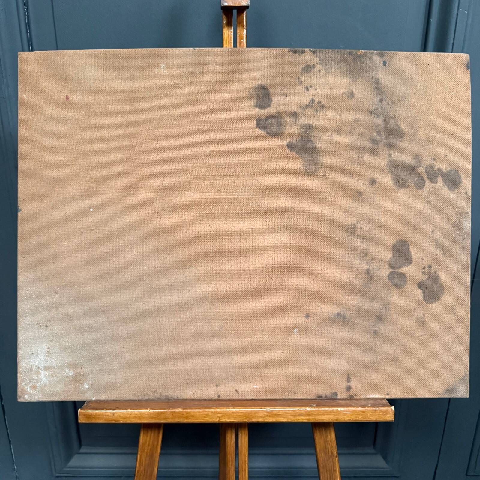 Oil on cardboard modern composition by François de Chabot 1960-70
