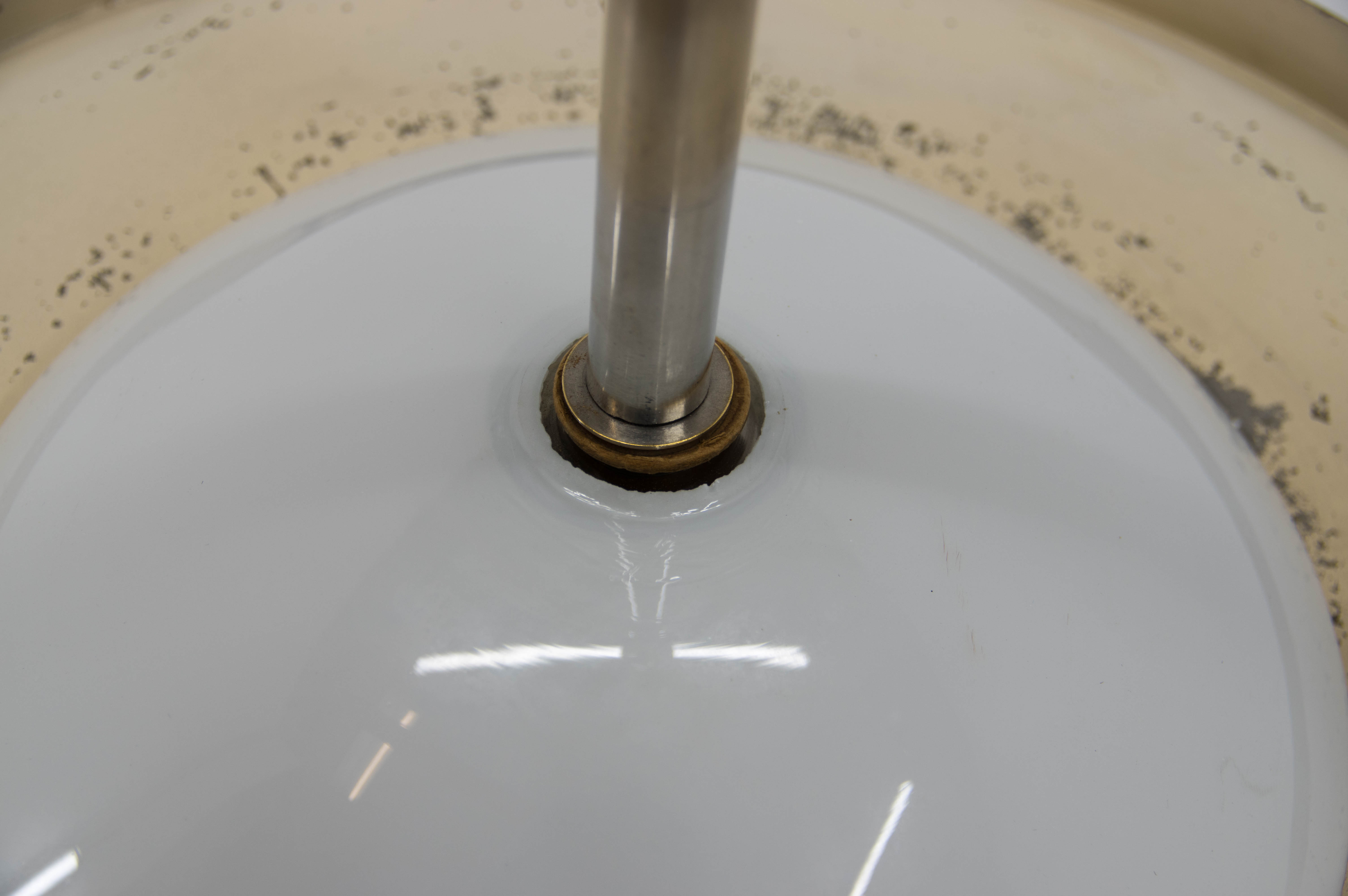 Nickel-plated bauhaus chandelier, czechoslovakia, 1930s