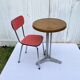 Brown table n1 round bistro bar cafe terrace cast iron foot 1950
