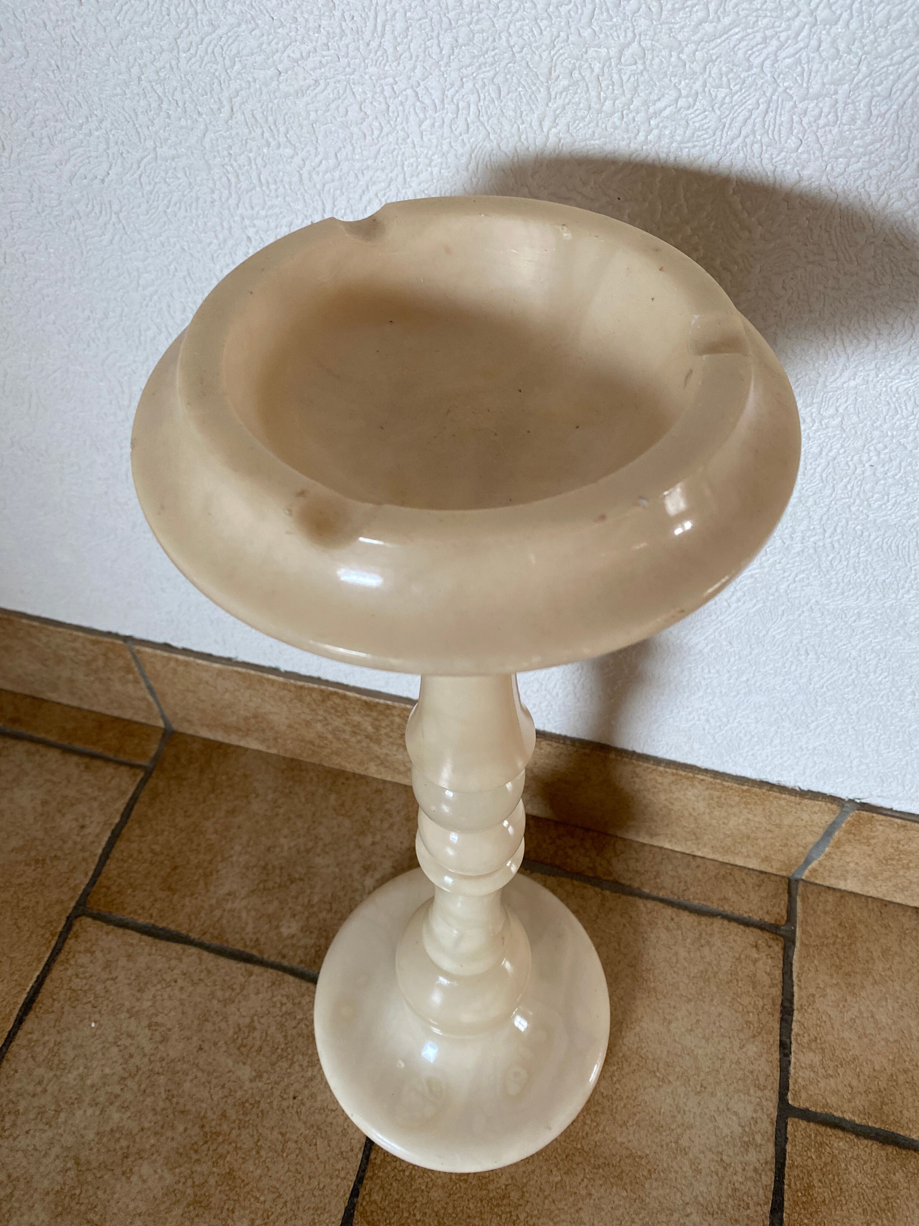 Vintage alabaster standing ashtray