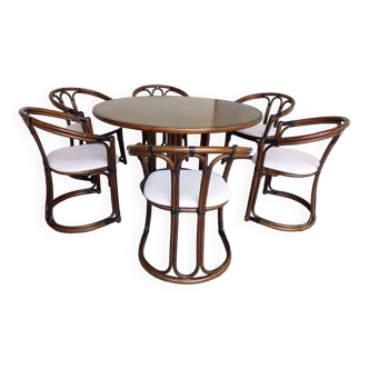 Italian table and 6 chairs set from the 1970s