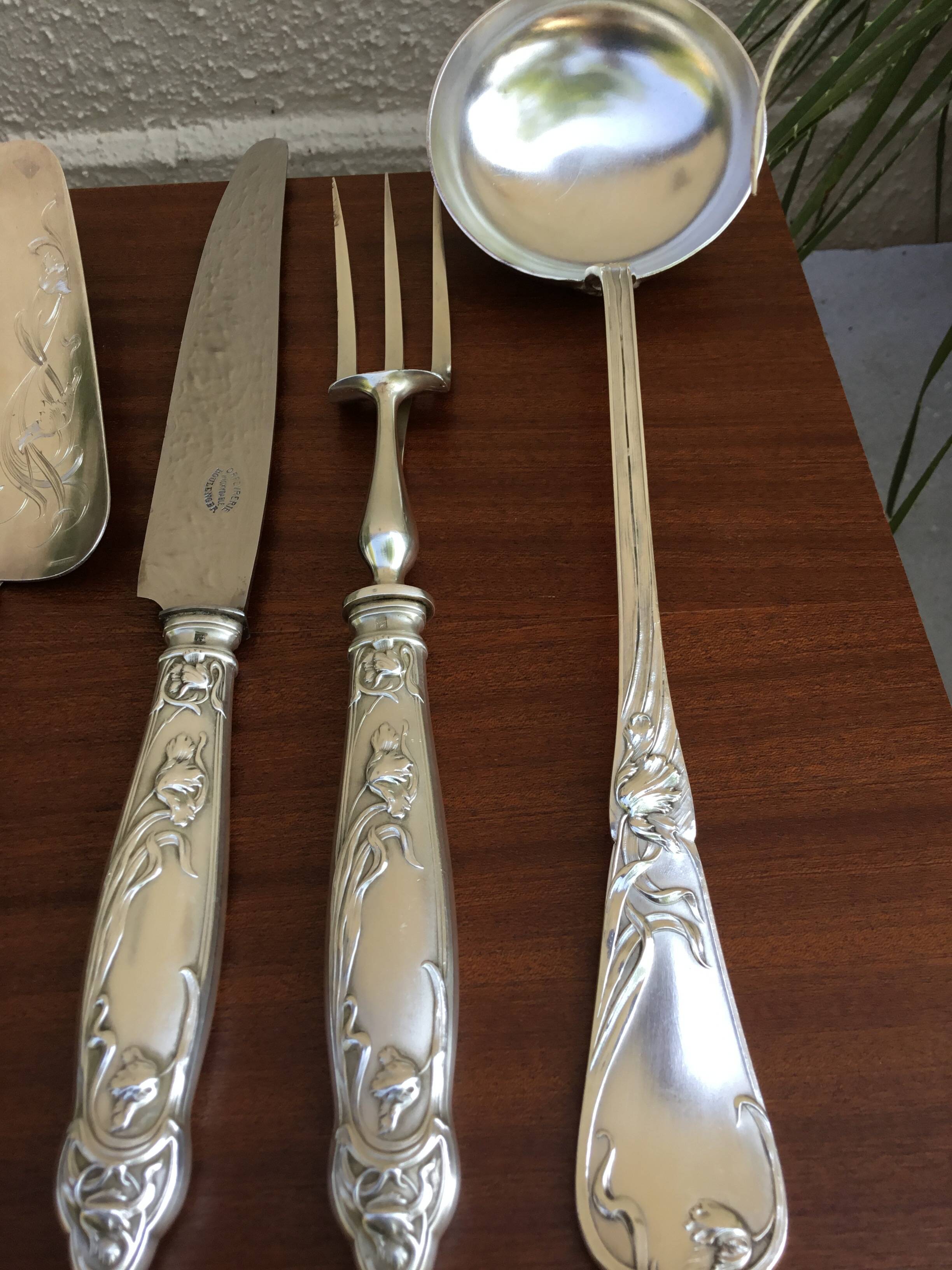 Art Nouveau style silver-plated cutlery set