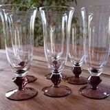 set of 6 blown glass champagne flutes
