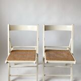Pair folding chairs caning