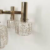 5-branch chandelier in gold and blown glass with gold sequins, 1960