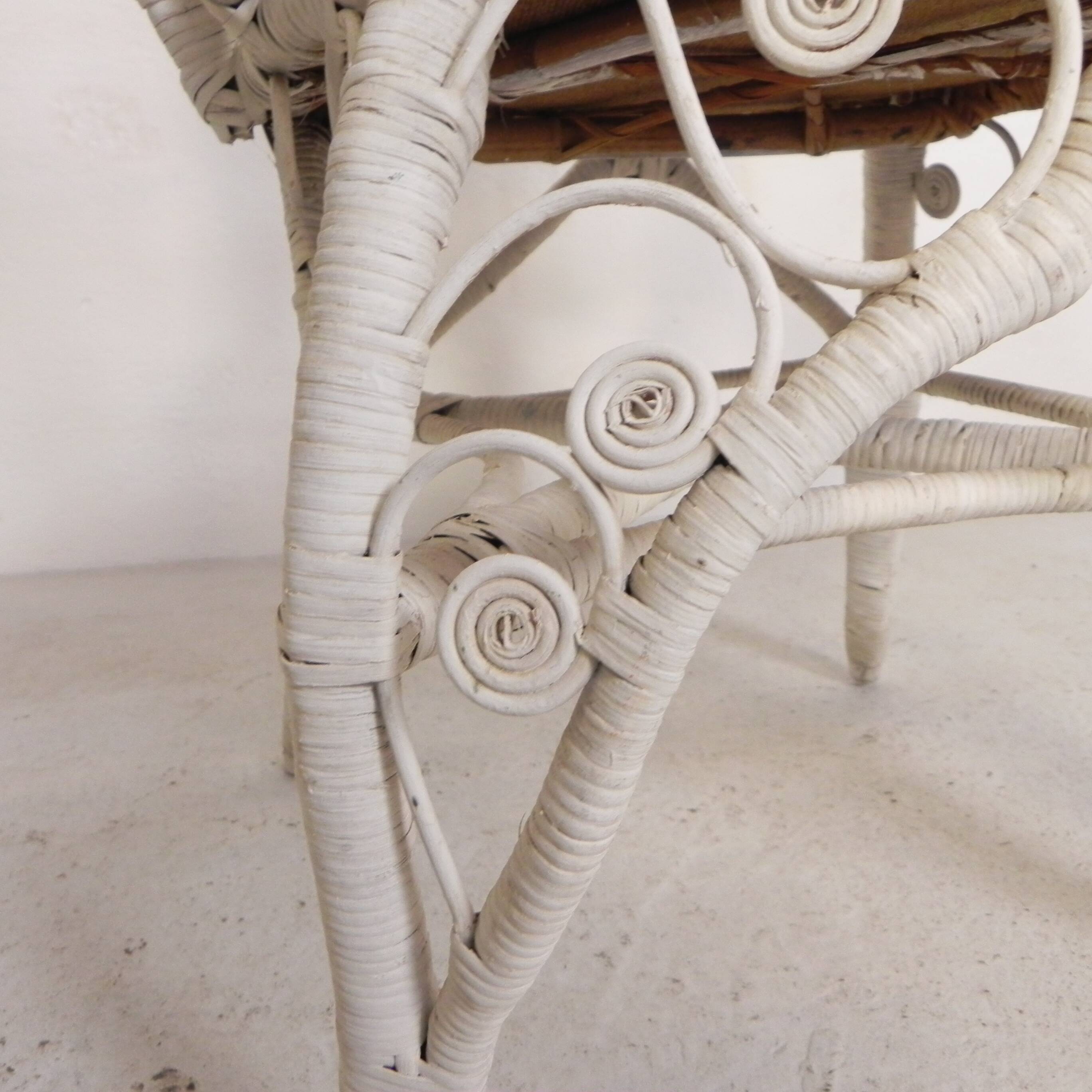 Vintage bamboo, rattan armchair with armrests, 1950s