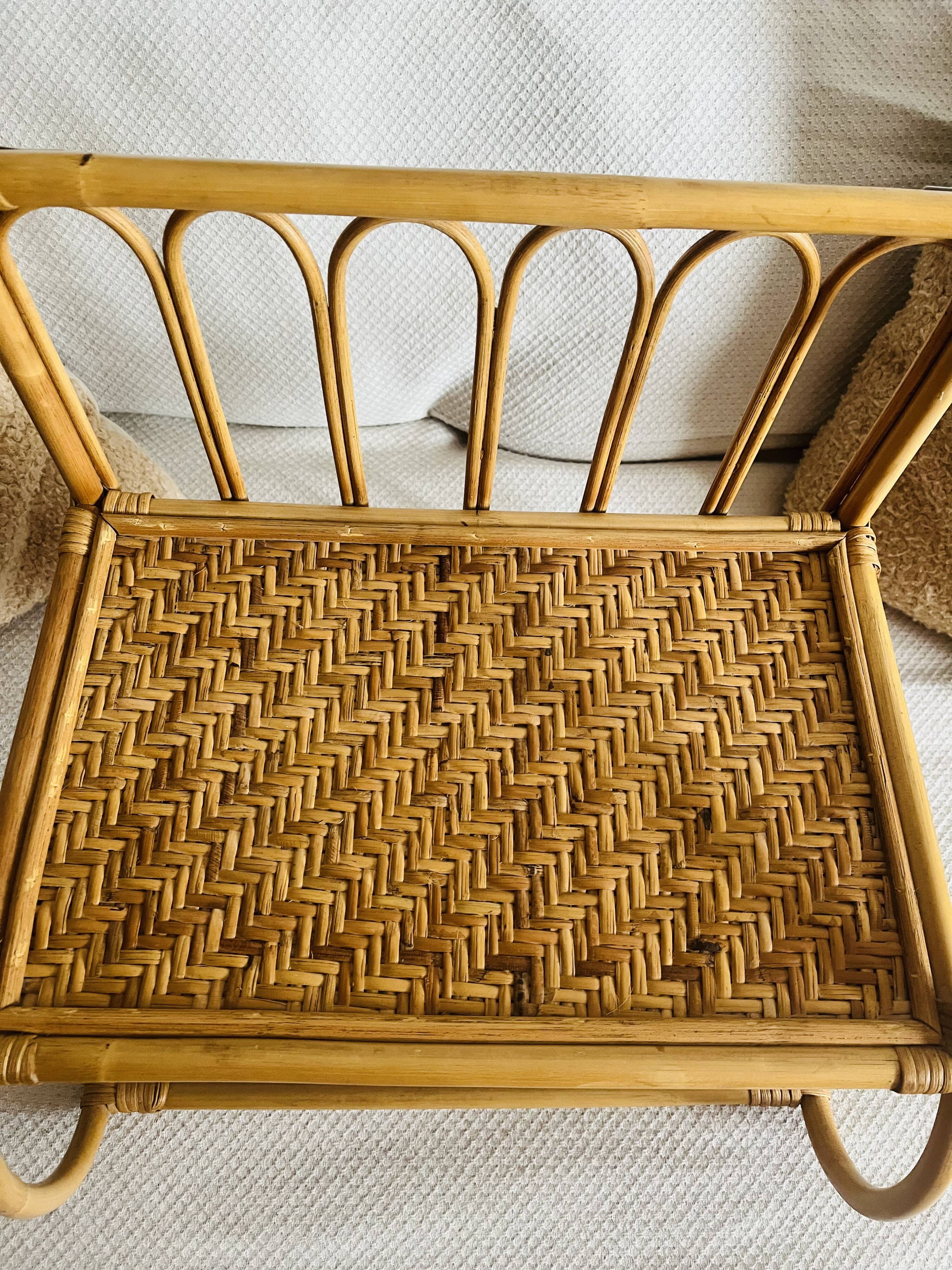 Vintage rattan wall shelf