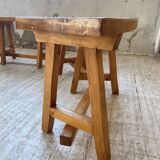 Set of round table and 4 rounded benches, 1950