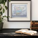 L'Espagne, carte ancienne, imprimée en 1852.