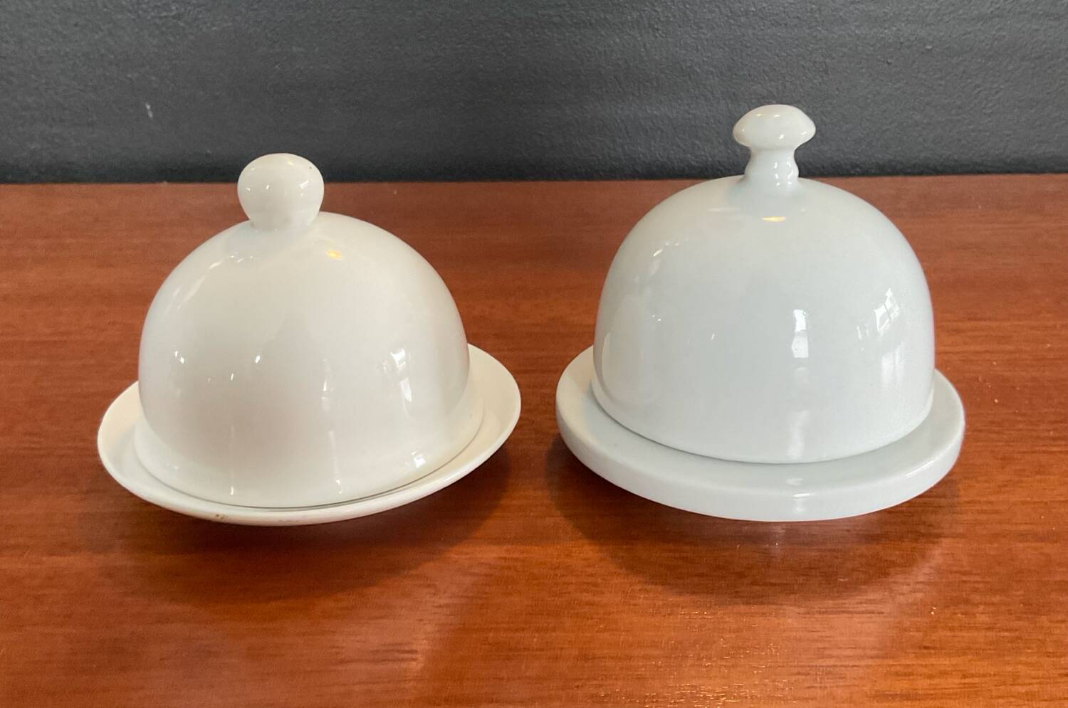 Two vintage porcelain butter dishes