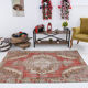 Tapis vintage turc rouge et beige 133x226cm