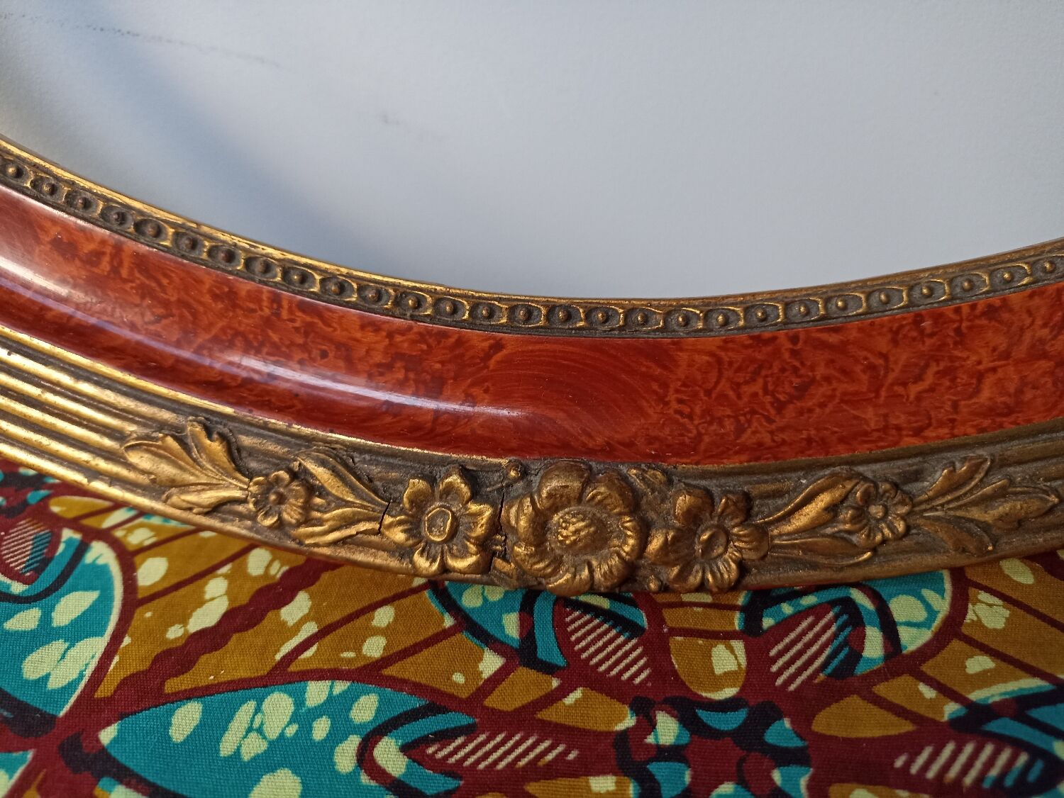 Old oval wooden frame