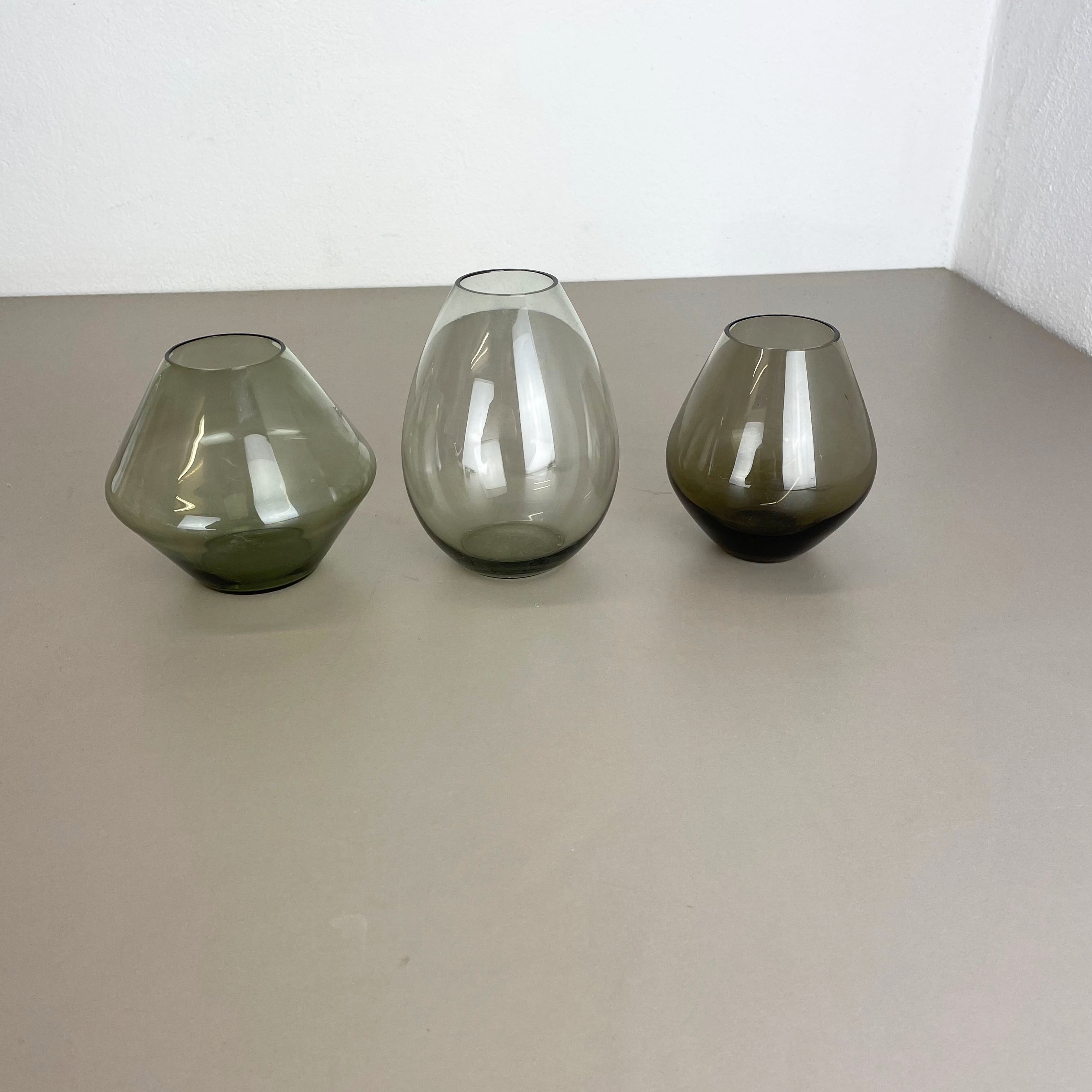 Set of Three Turmalin Vases Wilhelm Wagenfeld Wmf Attributed, Germany 1960s