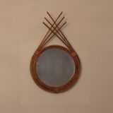 Rattan mirror 70's 34x54cm