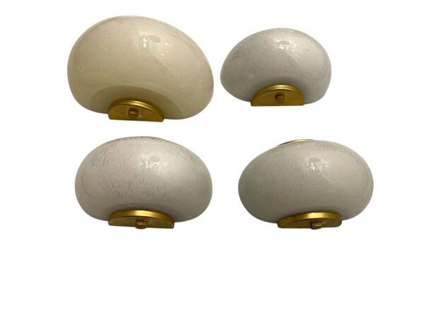 Lot de 4 appliques en verre de Murano et laiton, années 1970