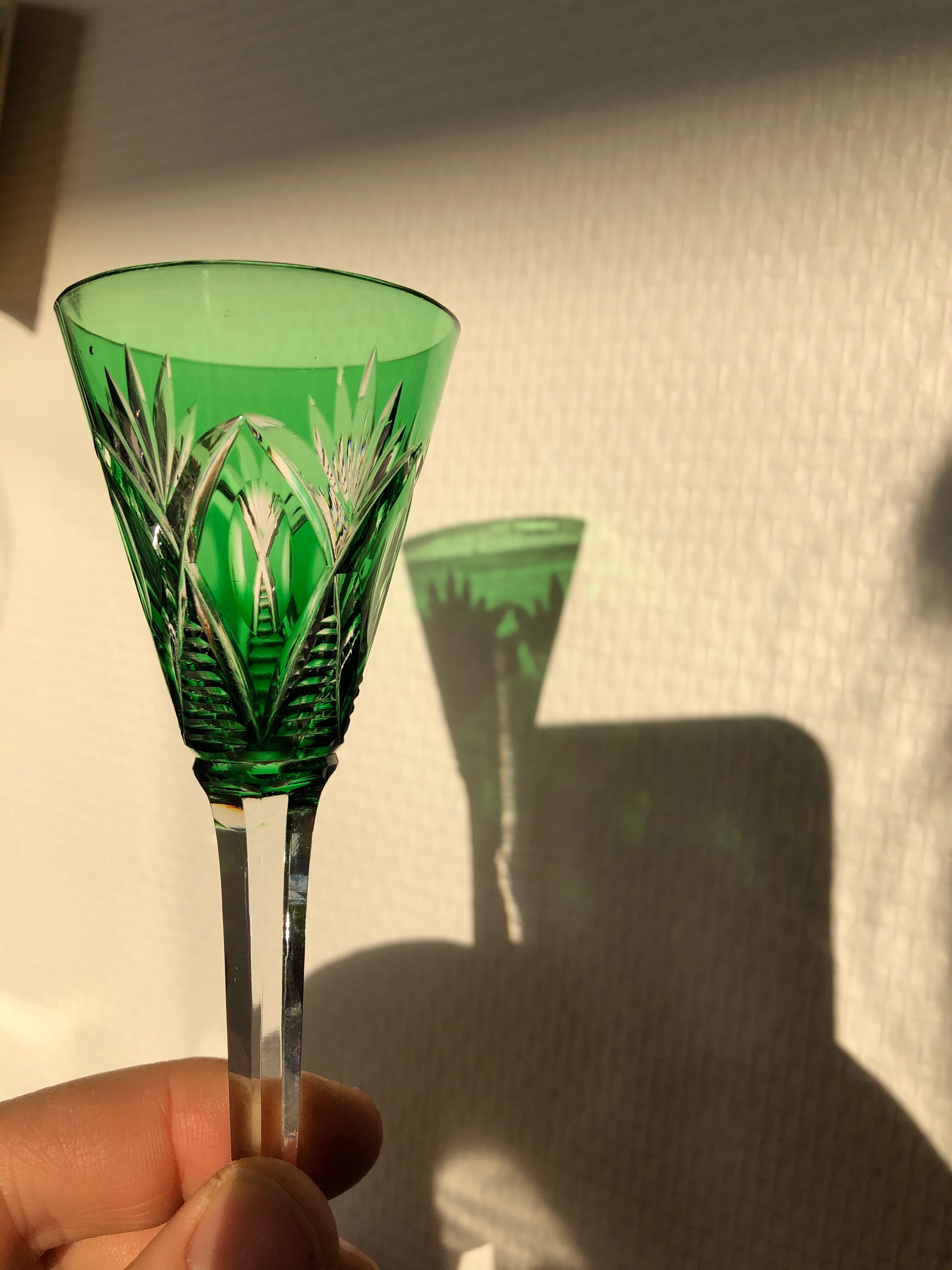 10 bohemian crystal liqueur glasses