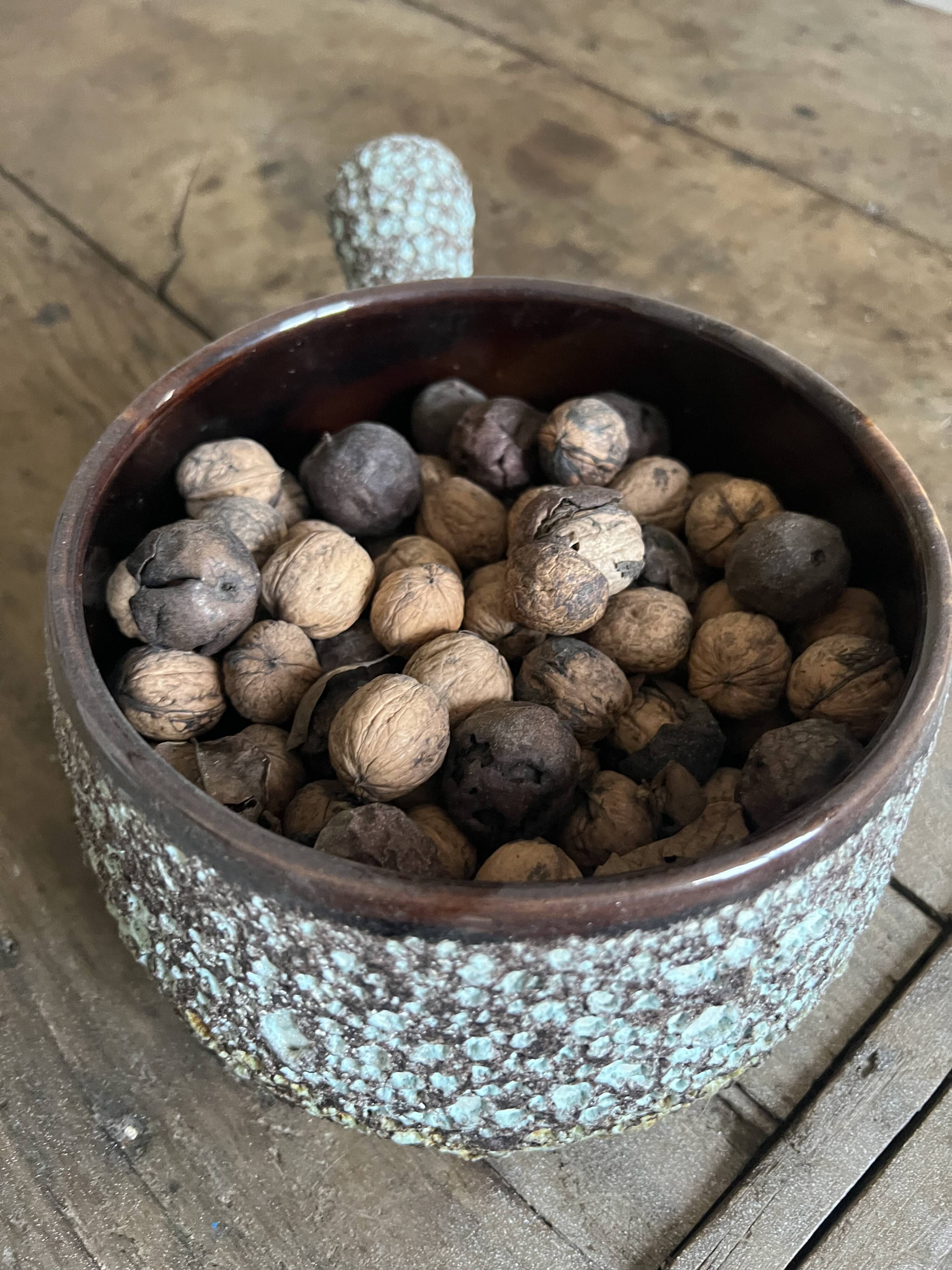 Vallauris ceramic pan – turquoise lava enamel – 1950s/1960s