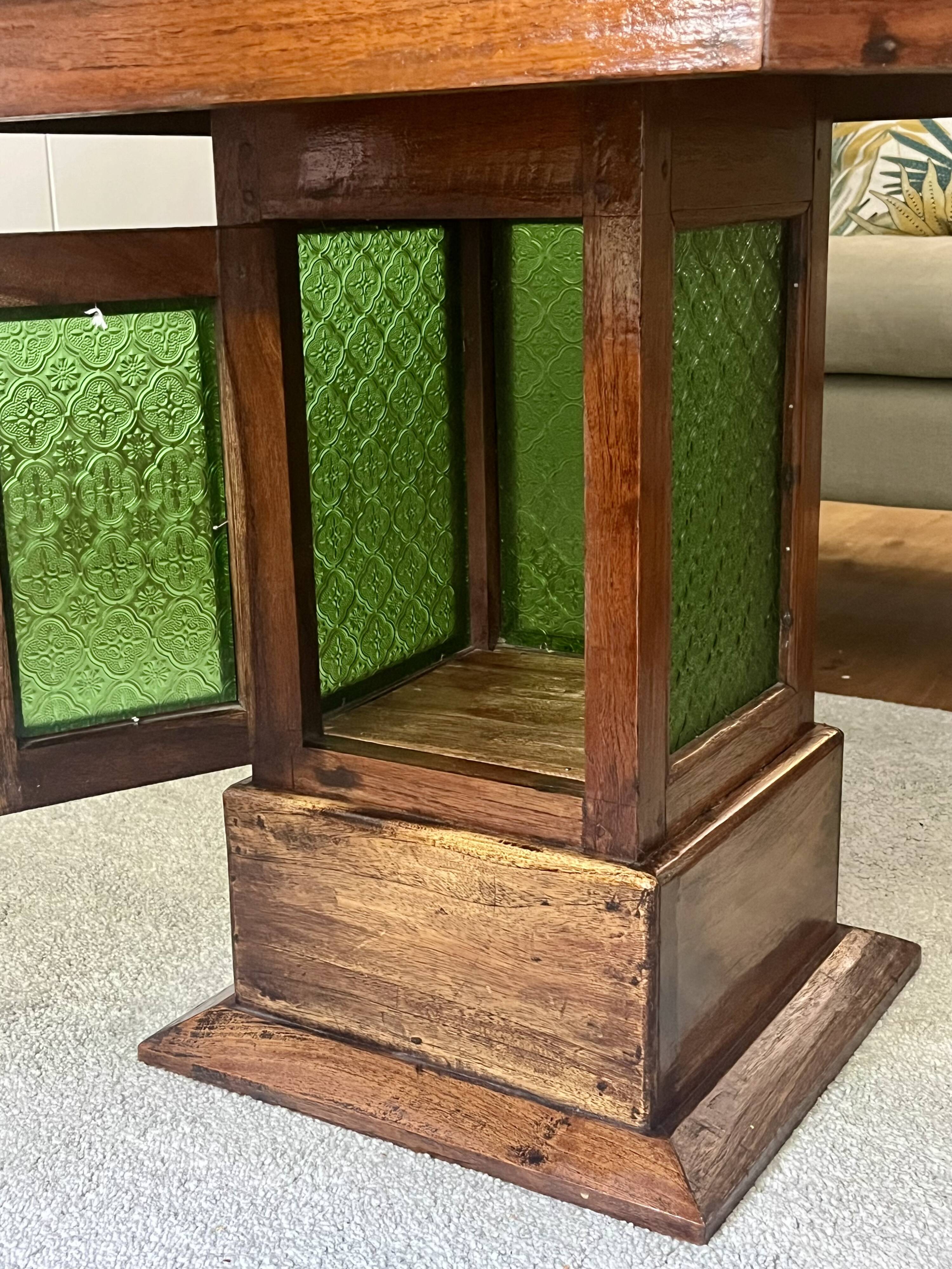 Coffee table - wood and stained glass - Art Deco style