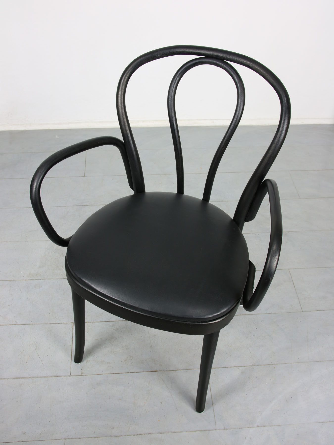 Black bentwood leather armchair