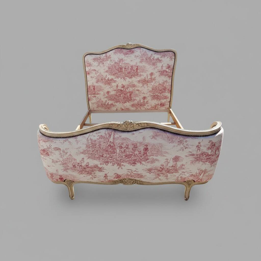 Lit basket in Louis XV style, TOILE DE JOUY tapestry.