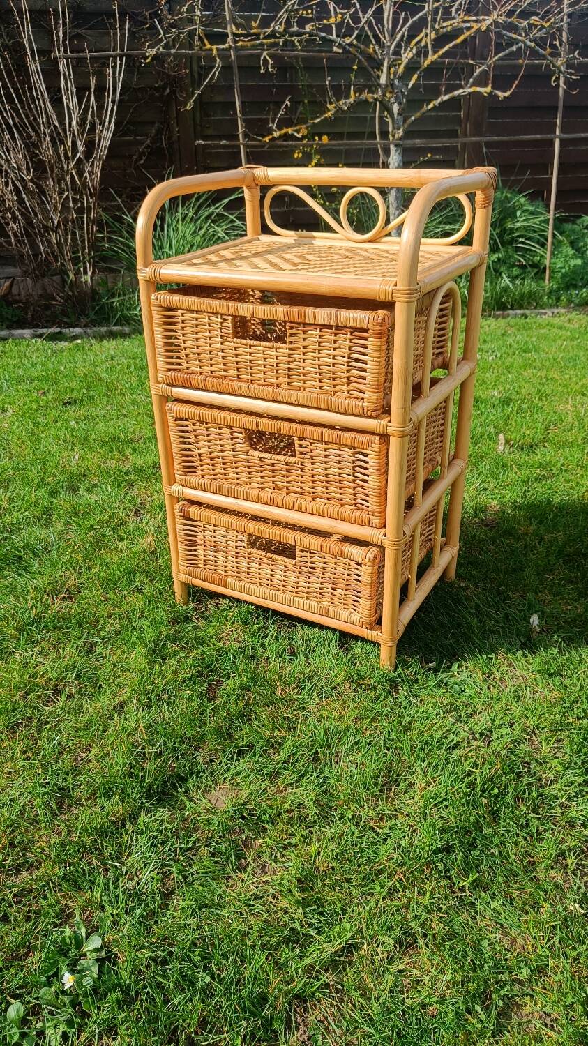 Vintage rattan chest of drawers