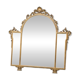 Wall mirror in gold leaf wood, 1950s vintage, 178x5x175