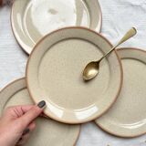 4 Small plates in speckled stoneware, Tulowice style, mid-century, 20th century