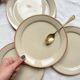 4 Small plates in speckled stoneware, Tulowice style, mid-century, 20th century