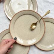 4 Small plates in speckled stoneware, Tulowice style, mid-century, 20th century