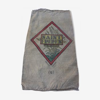 Sac en toile de jute ancien Saint Frères