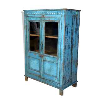 Vaisselier - Burmese teak buffet with original blue patina