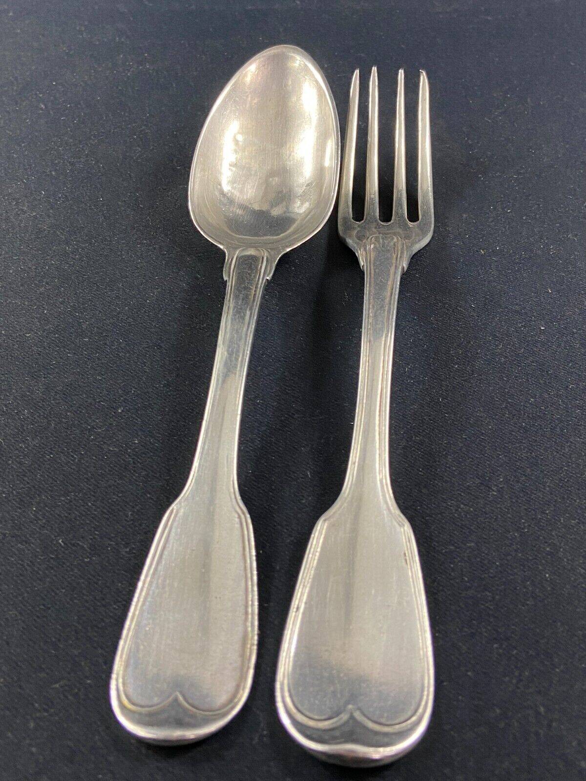 Cutlery fork large spoon fillet Louis XV silver rooster hallmarks 1798-1809