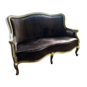 Velvet brown sofas Louis XV