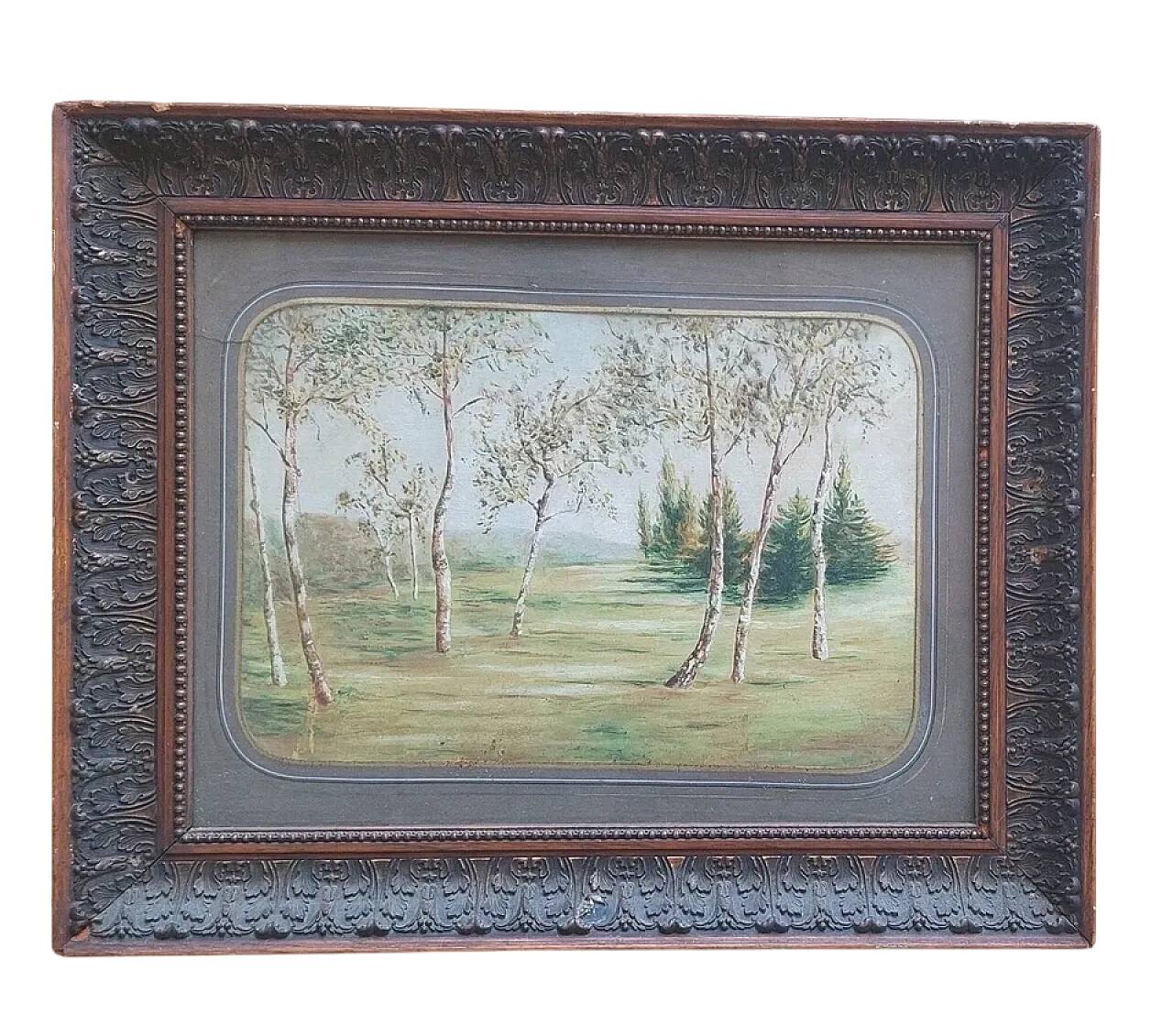 Paysage de campagne encadré, XIXe siècle