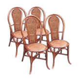 Set of 4 rattan terrace bistro chairs and cannage