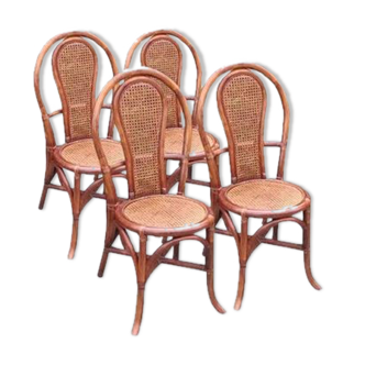 Set of 4 rattan terrace bistro chairs and cannage