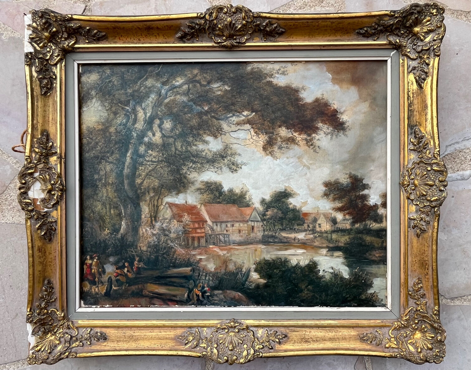 Tableau : Huile sur toile - paysage animé