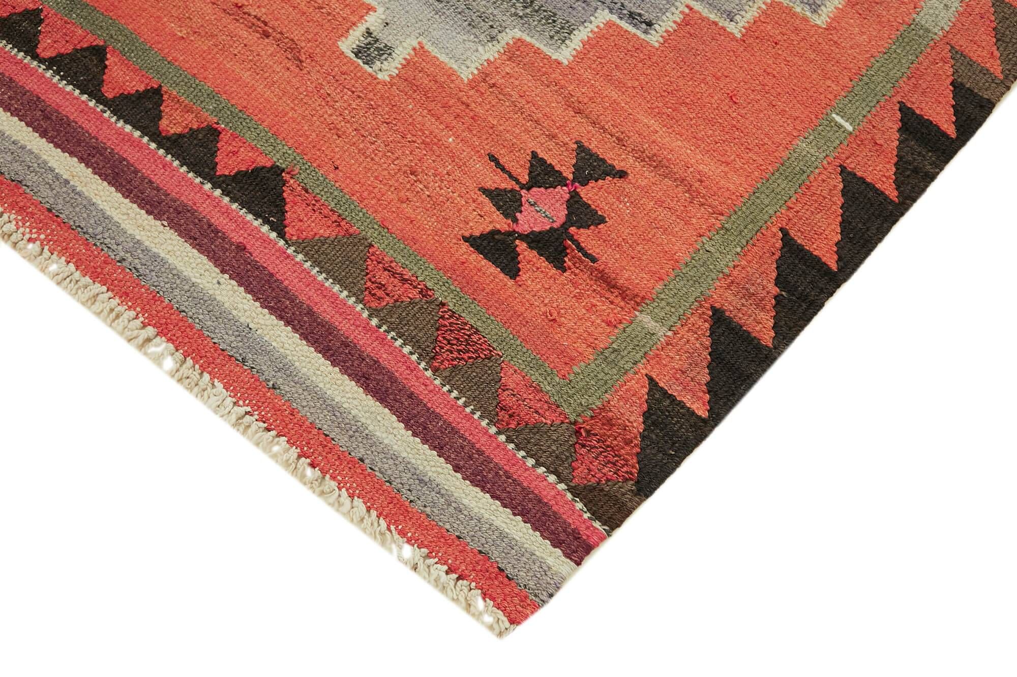 Turkish Handwoven Vintage Herki Kilim 98 cm x 313 cm