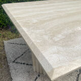 Large vintage dining table in travertine in the 1970s Carpa style.