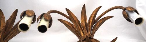 Beautiful pair of wall lights, gold metal, wheat ears, vintage, 48 cm, excellent condition.
