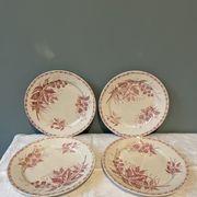 Set of 4 old flat plates Terre de Fer, earthenware of Badonviller