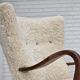1960s, Danish design by Alfred Christensen, reupholstered, sheepskin.